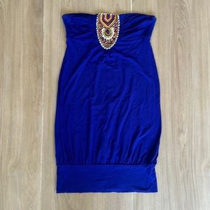 Strapless Royal Blue Beaded dress